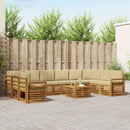 Udendørs sofagruppe 11 pcs Naturlig og Beige Massivt Akacietræ