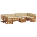 Udendørs sofagruppe 11 pcs Naturlig og Beige Massivt Akacietræ