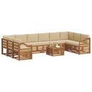 Udendørs sofagruppe 11 pcs Naturlig og Beige Massivt Akacietræ