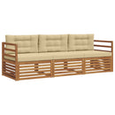 Udendørs sofagruppe med pude 3 pcs Naturlig og Beige
