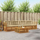 Udendørs sofagruppe med pude 5 pcs Naturlig og Beige