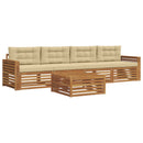Udendørs sofagruppe med pude 5 pcs Naturlig og Beige
