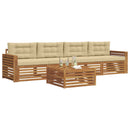 Udendørs sofagruppe med pude 5 pcs Naturlig og Beige