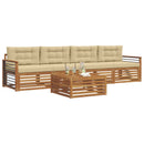 Udendørs sofagruppe med pude 5 pcs Naturlig og Beige