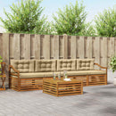 Udendørs sofagruppe med pude 5 pcs Naturlig og Beige