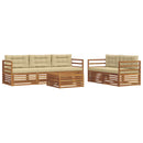 Udendørs sofagruppe med pude 6 pcs Naturlig og Beige