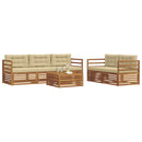 Udendørs sofagruppe med pude 6 pcs Naturlig og Beige