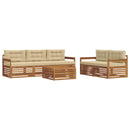 Udendørs sofagruppe med pude 6 pcs Naturlig og Beige
