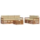 Udendørs sofagruppe med pude 6 pcs Naturlig og Beige