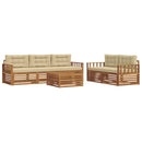 Udendørs sofagruppe med pude 6 pcs Naturlig og Beige