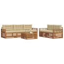 Udendørs sofagruppe med pude 6 pcs Naturlig og Beige