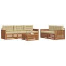 Udendørs sofagruppe med pude 6 pcs Naturlig og Beige