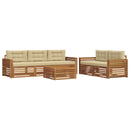 Udendørs sofagruppe med pude 6 pcs Naturlig og Beige