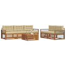 Udendørs sofagruppe med pude 6 pcs Naturlig og Beige