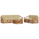 Udendørs sofagruppe med pude 6 pcs Naturlig og Beige