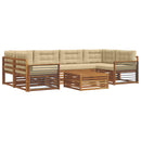 Udendørs sofagruppe med pude 7 pcs Naturlig og Beige