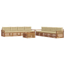 Udendørs sofagruppe med pude 9 pcs Naturlig og Beige