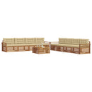 Udendørs sofagruppe med pude 9 pcs Naturlig og Beige