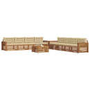 Udendørs sofagruppe med pude 9 pcs Naturlig og Beige