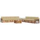 Udendørs sofagruppe med pude 9 pcs Naturlig og Beige