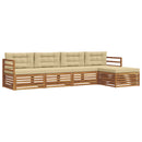 Udendørs sofagruppe med pude 5 pcs Naturlig og Beige
