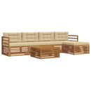 Udendørs sofagruppe med pude 6 pcs Naturlig og Beige