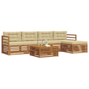 Udendørs sofagruppe med pude 6 pcs Naturlig og Beige