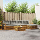 Udendørs sofagruppe med pude 6 pcs Naturlig og Lys Grå