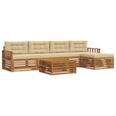 Udendørs sofagruppe med pude 6 pcs Naturlig og Beige
