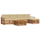 Udendørs sofagruppe med pude 6 pcs Naturlig og Beige