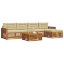 Udendørs sofagruppe med pude 6 pcs Naturlig og Beige