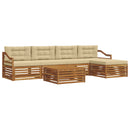 Udendørs sofagruppe med pude 6 pcs Naturlig og Beige
