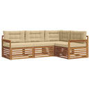 Udendørs sofagruppe med pude 4 pcs Naturlig og Beige