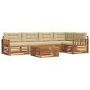 Udendørs sofagruppe med pude 6 pcs Naturlig og Beige