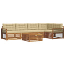 Udendørs sofagruppe med pude 6 pcs Naturlig og Beige