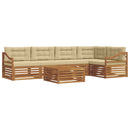 Udendørs sofagruppe med pude 6 pcs Naturlig og Beige