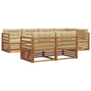 Udendørs sofagruppe med pude 7 pcs Naturlig og Beige