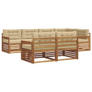 Udendørs sofagruppe med pude 7 pcs Naturlig og Beige