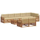 Udendørs sofagruppe med pude 9 pcs Naturlig og Beige
