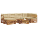 Udendørs sofagruppe med pude 7 pcs Naturlig og Beige