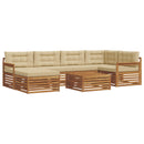 Udendørs sofagruppe med pude 7 pcs Naturlig og Beige