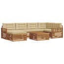 Udendørs sofagruppe med pude 7 pcs Naturlig og Beige