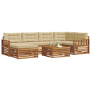 Udendørs sofagruppe med pude 7 pcs Naturlig og Beige
