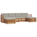 Sofasæt med pude 6 pcs Naturlig og Lys Grå Massivt Akacietræ