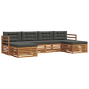 Sofasæt med pude 6 pcs Naturlig og Antracit Massivt Akacietræ