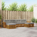 Sofasæt med pude 6 pcs Naturlig og Lys Grå Massivt Akacietræ