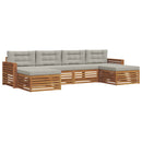 Sofasæt med pude 6 pcs Naturlig og Lys Grå Massivt Akacietræ