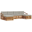 Sofasæt med pude 6 pcs Naturlig og Lys Grå Massivt Akacietræ