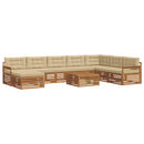 Udendørs sofagruppe 9 pcs Naturlig og Beige Massivt Akacietræ