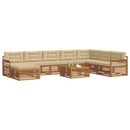 Udendørs sofagruppe 9 pcs Naturlig og Beige Massivt Akacietræ
